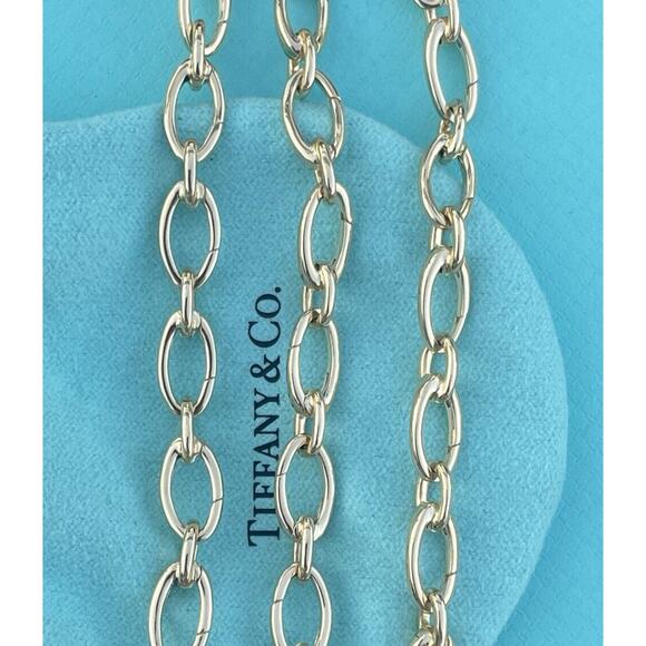 Tiffany & Co. 18K Gold 27 Clasping Links Necklace Choker 4 Charms 15.3” Pristine - Picture 11 of 16